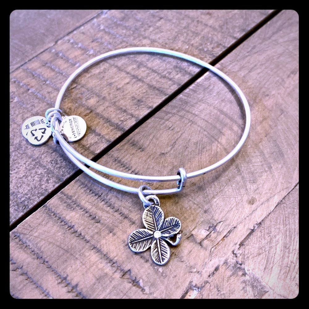Alex and Ani Four Leaf Clover Bracelet in Silver